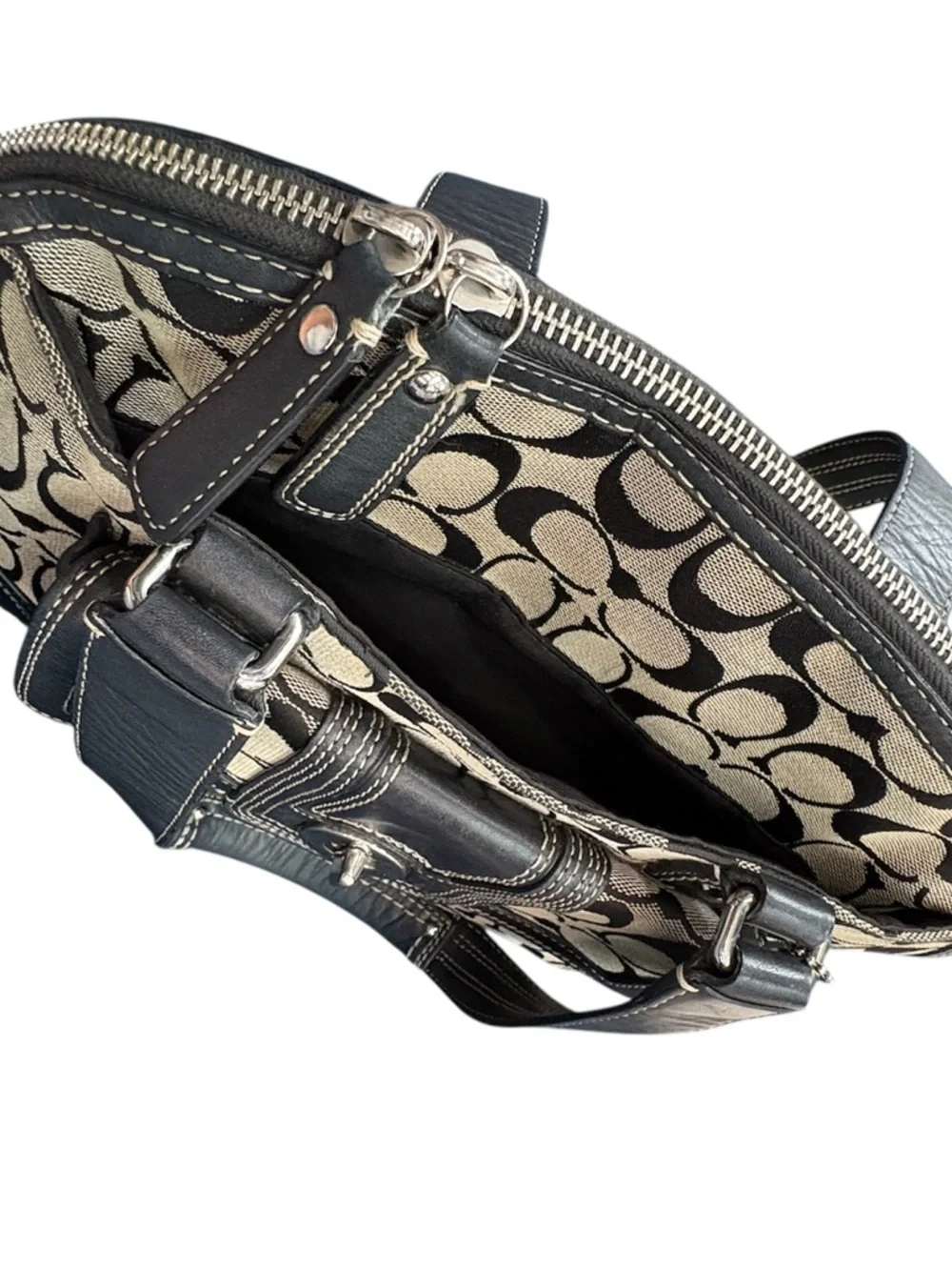 Coach Hampton H0998-F13977 Brown and Black Signature Satchel - Picture 7 of 12